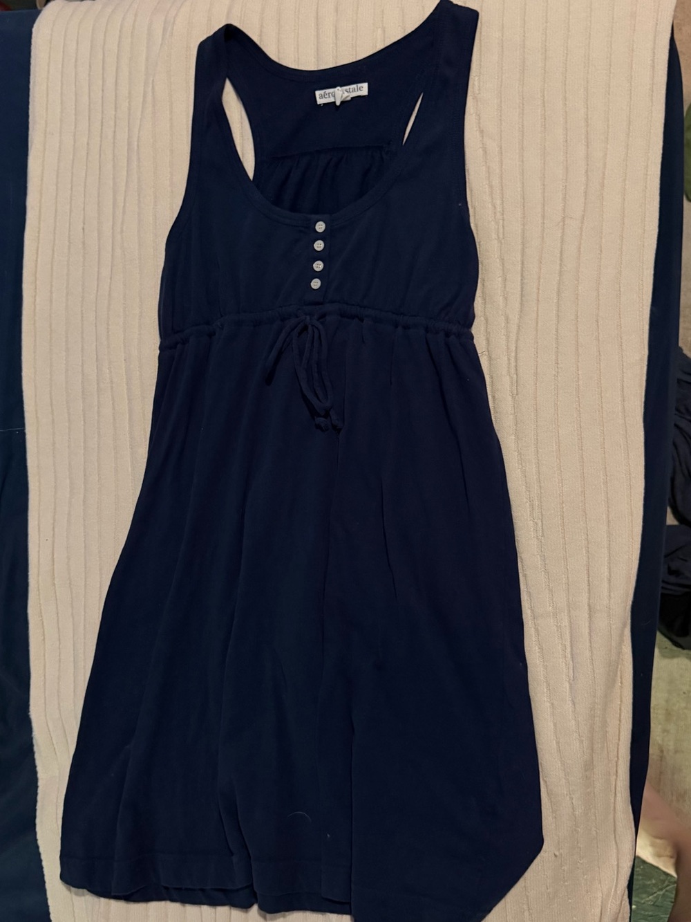 Aeropostale Navy Racerback Tank with Button Placket